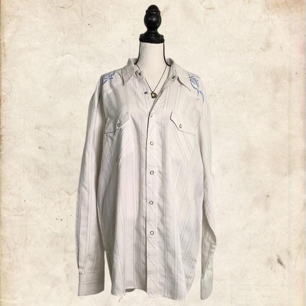 White Embroidered Button-Down Shirt